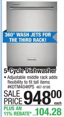 Menards KitchenAid 5-Cycle PrintShield Stainless Built-In Dishwasher offer