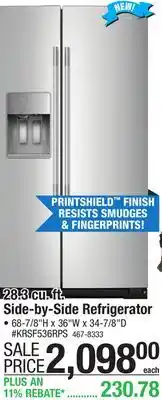 Menards KitchenAid 28.3 cu. ft. Fingerprint Resistant Stainless Steel Side-by-Side Refrigerator offer