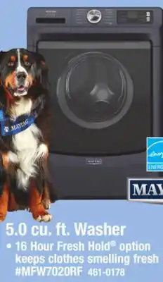 Menards Maytag 5.0 cu.ft. Midnight Steel Smart Pet Pro Front-Load Washer offer