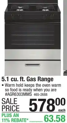 Menards Amana 30 5.1 cu. ft. Stainless Steel Gas Range offer