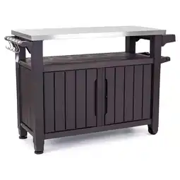 Walmart Keter Unity XL Outdoor Durable Kitchen Rolling Bar Cart with Storage Cabinet, Brown offer