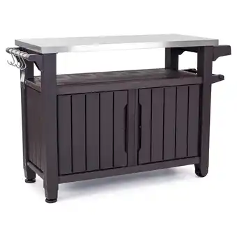 Walmart Keter Unity XL Outdoor Durable Kitchen Rolling Bar Cart with Storage Cabinet, Brown offer