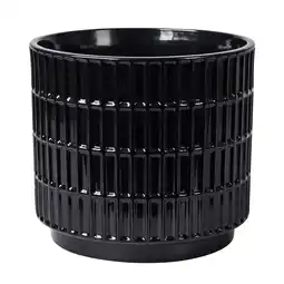 Walmart Mainstays 6D x 5.5H Round Ceramic Grid Planter, Black offer
