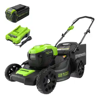 Walmart Greenworks 40V 21 Brushless Walk Behind Push Lawn Mower with 5Ah Battery and Charger 2515502 offer