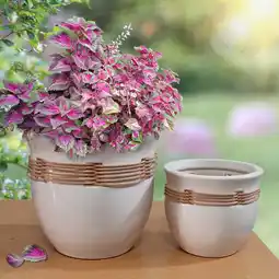 Walmart Better Homes & Gardens 8 inch/6 inch White Ceramic Basket Pot Set of 2 offer