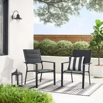 Walmart Mainstays Dashwood Outdoor Dining Chair, Black, 2 Pack offer