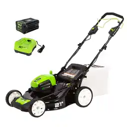 Walmart Greenworks 80V 21 Self Propelled Mower, 5Ah Battery and Charger 2502402NV offer