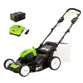 Walmart Greenworks 80V 21 Self Propelled Mower, 5Ah Battery and Charger 2502402NV offer