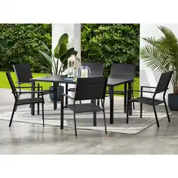 Walmart Mainstays Dashwood 7-Piece Steel Outdoor Dining Set, Black offer