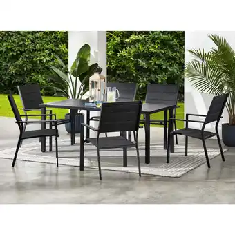 Walmart Mainstays Dashwood 7-Piece Steel Outdoor Dining Set, Black offer