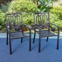 Walmart MF Studio Set of 2 Outdoor Patio Dining Chairs, Modern Metal Armchairs, Black offer
