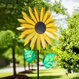 Walmart Paddsun 3D Metal Yellow Sunflower Wind Spinner Windmill Sculpture Outdoor Garden Decor offer