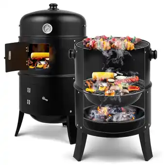 Walmart Zimtown BBQ Charcoal Grill Outdoor Barbecue Pit Smoker with 3 Levels Patio Backyard Black offer
