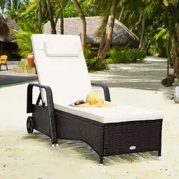 Walmart Gymax Cushioned Outdoor Wicker Chaise Lounge Chair w/ Wheel Adjustable Backrest offer