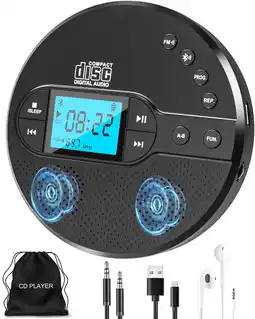 Walmart NEW 2025 CD Player Portable with Bluetooth, Greadio 2000mAh Rechargeable Discman CD Player for Car offer
