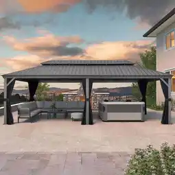 Walmart PURPLE LEAF 12' x 24' Outdoor Hardtop Gazebo with Double Roof Metal Gazebo,Light Gray offer