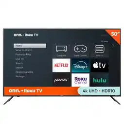 Walmart onn 50 Class 4K UHD (2160P) LED Roku Smart Television HDR (100012585) offer