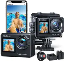 Walmart WOLFANG Action Camera 24MP 4K 40M Waterproof, EIS WiFi Adjustable Wide Angle offer