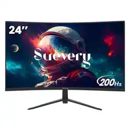 Walmart Suevery 24 Curved Gaming Monitor - 200Hz, 1080P FHD, 99s RGB, FreeSync, Frameless, HDMI/DP, Black offer