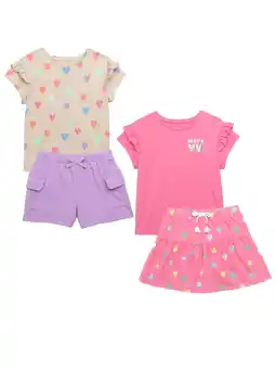 Walmart 365 Kids From Garanimals Girls Ruffle Tees and Shorts Outfit Set, 4-Piece, Sizes 4-10 offer