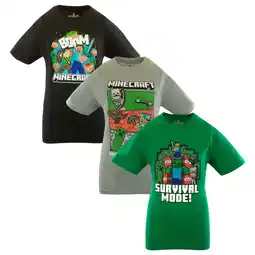 Walmart Minecraft Boys Creeper & Characters 3 Colors Short Sleeve T-Shirt Set, 3 Pack (Sizes 4-16) offer