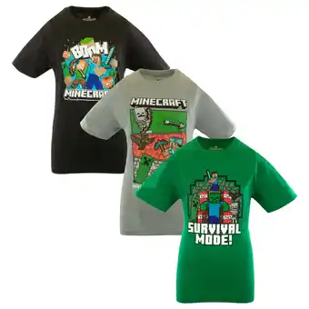 Walmart Minecraft Boys Creeper & Characters 3 Colors Short Sleeve T-Shirt Set, 3 Pack (Sizes 4-16) offer