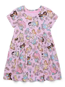 Walmart Lilo & Stitch Toddler Girl Allover Print Dress with Short Sleeves, Sizes 12M-5T offer