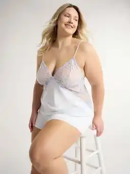 Walmart Joyspun Women’s and Women’s Plus Bridal Satin Cami and Shorts Set with Lace Trim, Sizes XS to 3X offer