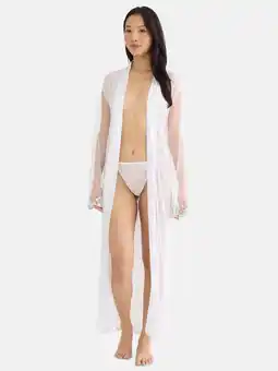 Walmart Just Sexy Lingerie Women’s and Women's Plus Mesh Long Robe with Embroidered Sleeves, Sizes S-3X offer