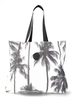 Walmart No Boundaries Women's Beach Wipeable Tote Bag, Black/White Palm offer