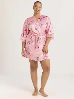 Walmart Joyspun Women’s Lace Trim Satin Robe, Sizes S-3X offer