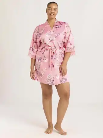 Walmart Joyspun Women’s Lace Trim Satin Robe, Sizes S-3X offer