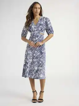 Walmart Sofia Jeans Women's and Women's Plus Satin Jacquard Dress, Mid Calf Length, Sizes XS-4X offer