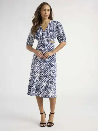Walmart Sofia Jeans Women's and Women's Plus Satin Jacquard Dress, Mid Calf Length, Sizes XS-4X offer