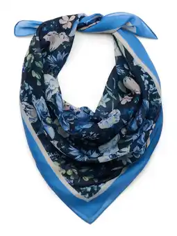 Walmart The Pioneer Woman Oversized Printed Square Scarf, 30 x 30, Navy Botanical Floral offer
