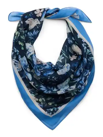 Walmart The Pioneer Woman Oversized Printed Square Scarf, 30 x 30, Navy Botanical Floral offer