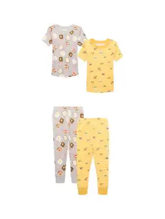 Walmart Wonder Nation Toddler Short Sleeve Tight Fit Cotton Pajama Set, 4-Piece, Sizes 12M-5T offer