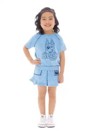Walmart Bluey Toddler Girl Embroidered Graphic Top and Ruffle Shorts Set, 2-Piece, Sizes 12M-5T offer