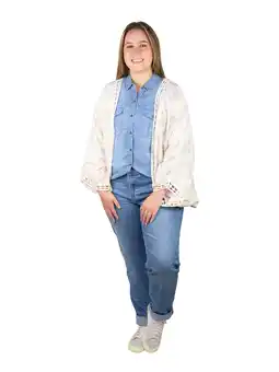 Walmart The Pioneer Woman Printed Crochet Cocoon Layering, One Size offer