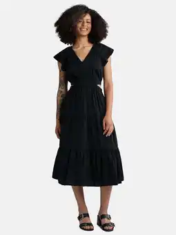 Walmart Time and Tru Women's Cut Out Midi Dress with Flutter Sleeves, Sizes XS-XXXL offer