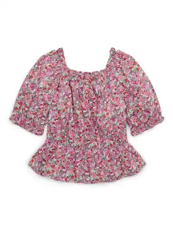 Walmart Wonder Nation Girls Poplin Shirred Top with Puff Sleeves, Sizes 4-18 & Plus offer