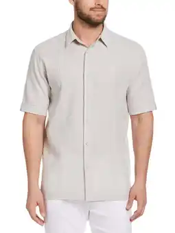 Walmart Cafe Luna Men's and Big Men's Short Sleeve Linen-Cotton Tuck Panel Woven Shirt, Sizes S-5XL offer