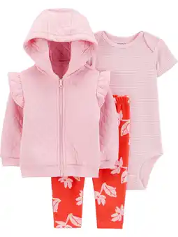 Walmart Carter's Child of Mine Baby Girl Cardigan Outfit Set, 3-Piece, Sizes 0/3-24 Months offer
