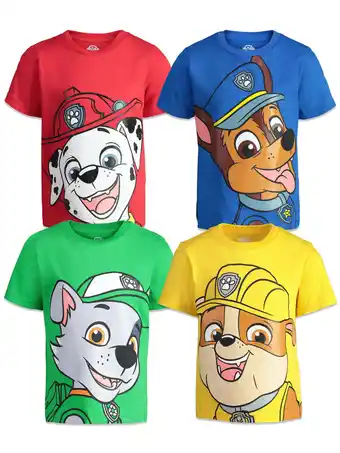 Walmart Paw Patrol Toddler Boys 4 Pack Graphic T-Shirt Chase Marshall Rubble & Rocky 2T offer