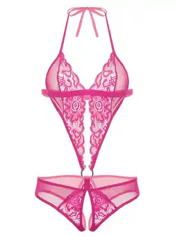 Walmart Avidlove Womens Lingerie Lace Bodysuit One Piece Underwear Lingerie Hot Pink M offer