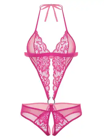 Walmart Avidlove Womens Lingerie Lace Bodysuit One Piece Underwear Lingerie Hot Pink M offer