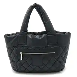 Walmart Pre-Owned CHANEL Coco Cocoon Small Tote Bag Handbag Quilted Nylon Leather Black 8610 (Good) offer