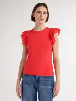 Walmart Free Assembly Women's and Women's Plus Eyelet Flutter Sleeve Tee, Sizes XS-4X offer