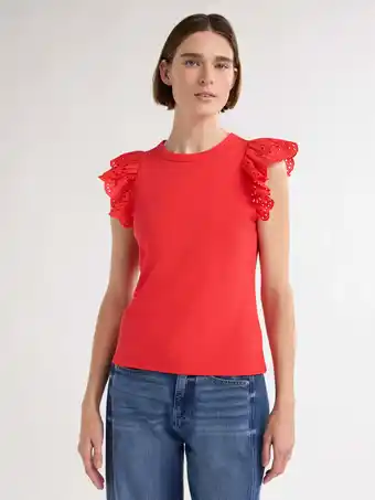 Walmart Free Assembly Women's and Women's Plus Eyelet Flutter Sleeve Tee, Sizes XS-4X offer