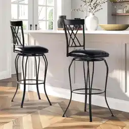Walmart Homy Casa 30 Inch Bar Stools Set of 2 Swivel Padded High Back Vintage Chair for Bistro Kitchen Pub offer